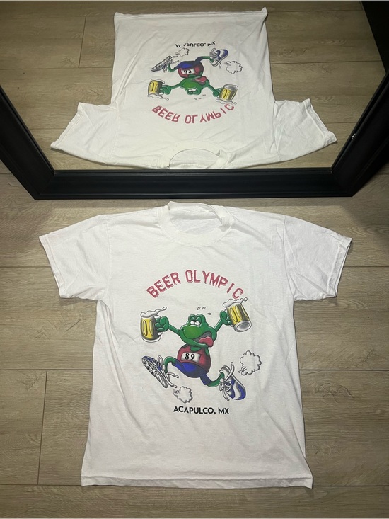 Other - Y2K 2000s “Beer Olympics” Frog Running With Beer Acapulco Mexico Shirt